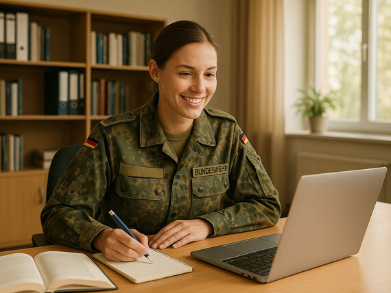Bundeswehr Soldatin am Laptop