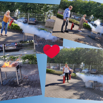 Fotos von einer Brandschutzübung am Standort.